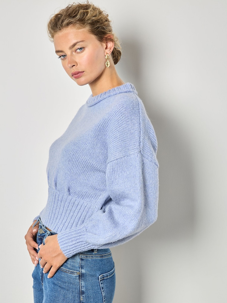 Apricot Blue Pleat Detail Chunky Jumper - Image 1 of 4 Apricot Blue Pleat Detail Chunky Jumper - Image 1 of 4