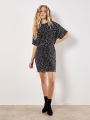 Apricot Black V-Back Sequin Mini Dress - Image 1 of 4