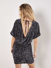 Apricot Black V-Back Sequin Mini Dress - Image 3 of 4