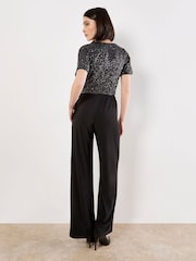 Apricot Grey Chevron Sequin Jumpsuit - Image 3 of 4