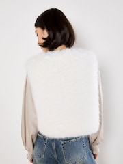 Apricot White Fur Cropped Gilet - Image 3 of 4