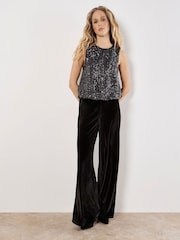 Apricot Grey Chevron Sequin Blouse - Image 2 of 4