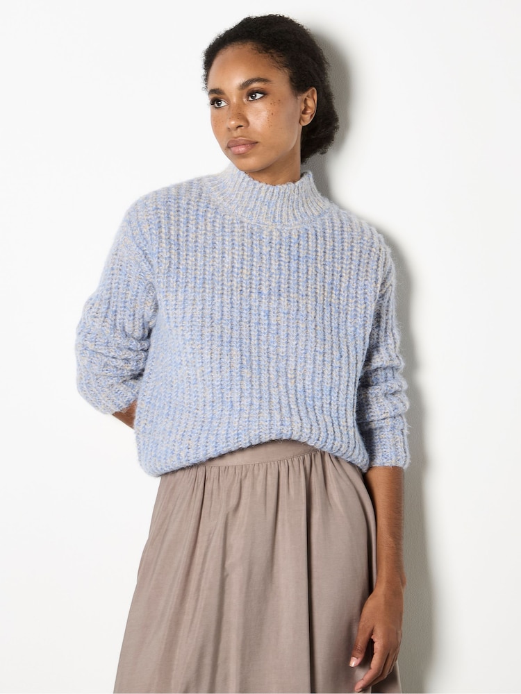 Apricot Blue Fisherman Knit Mix Yarn Jumper - Image 1 of 4 Apricot Blue Fisherman Knit Mix Yarn Jumper - Image 1 of 4