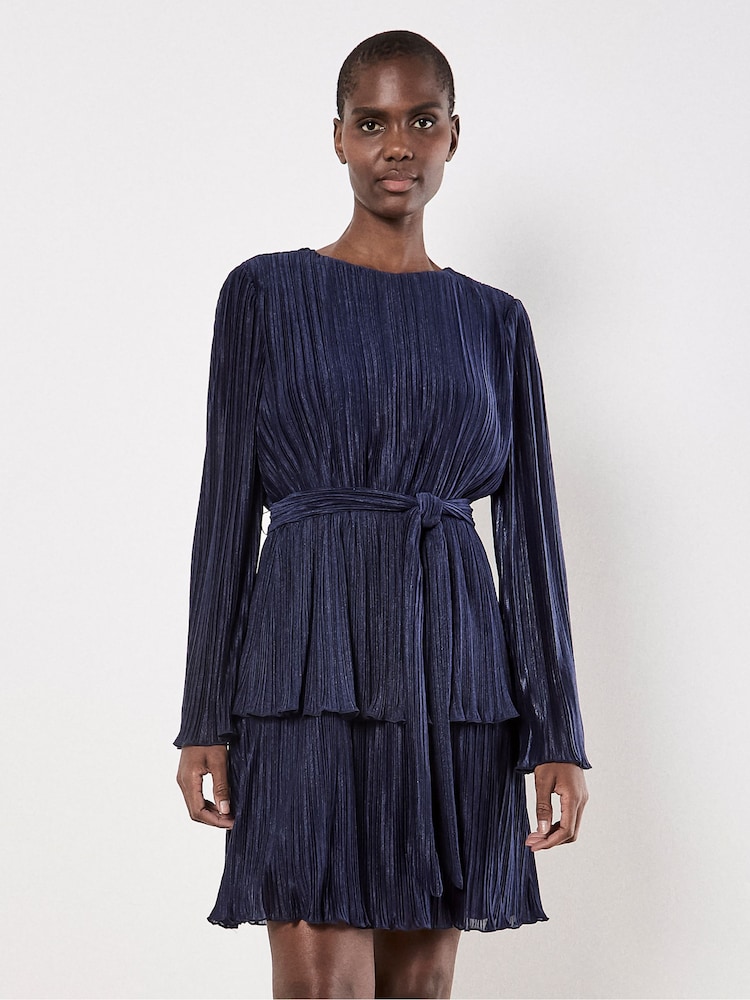 Apricot Blue Plisse Layer Dress - Image 1 of 5 Apricot Blue Plisse Layer Dress - Image 1 of 5