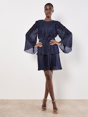 Apricot Blue Plisse Layer Dress - Image 2 of 5