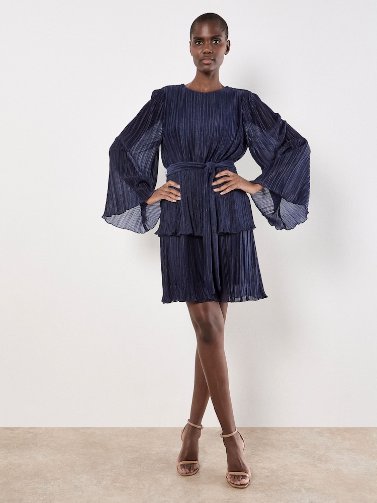 Apricot Blue Plisse Layer Dress - Image 2 of 5 Apricot Blue Plisse Layer Dress - Image 2 of 5