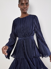 Apricot Blue Plisse Layer Dress - Image 4 of 5