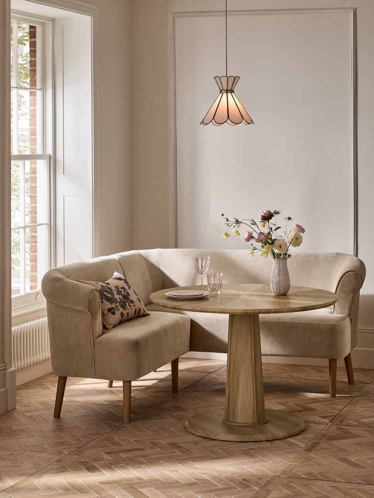 Relaxed Chenille Light Natural Ashford Corner Bench and Table Set - Image 1 of 14 Relaxed Chenille Light Natural Ashford Corner Bench and Table Set - Image 1 of 14