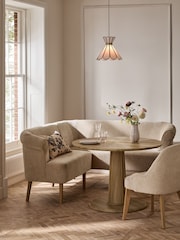 Relaxed Chenille Light Natural Ashford Corner Bench and Table Set - Image 2 of 14