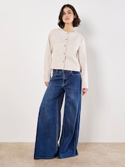 Apricot Natural Crew Neck Cropped Jacket - Image 2 of 5