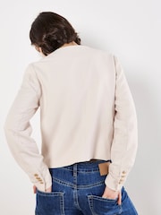 Apricot Natural Crew Neck Cropped Jacket - Image 4 of 5