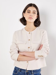 Apricot Natural Crew Neck Cropped Jacket - Image 5 of 5