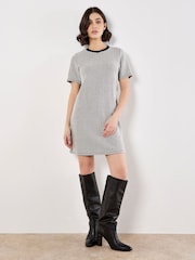 Apricot Black Chevron Contrast T-Shirt Dress - Image 1 of 4