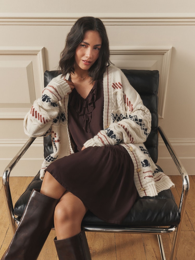 Laura Ashley Ecru Homespun Anchor Cardigan - Image 1 of 3