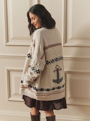 Laura Ashley Ecru Homespun Anchor Cardigan - Image 2 of 3
