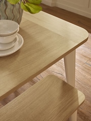 Cream and Oak Effect Ledbury 4 Seater Dining Table and Bench Set - Image 2 of 9