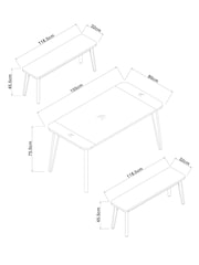 Cream and Oak Effect Ledbury 4 Seater Dining Table and Bench Set - Image 3 of 9