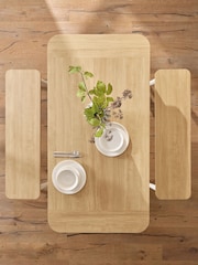 Cream and Oak Effect Ledbury 4 Seater Dining Table and Bench Set - Image 4 of 9