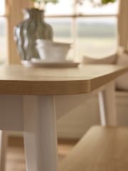 Cream and Oak Effect Ledbury 4 Seater Dining Table and Bench Set - Image 5 of 9