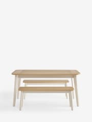 Cream and Oak Effect Ledbury 4 Seater Dining Table and Bench Set - Image 7 of 9