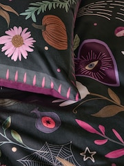 Black Whimsical Pumpkin Halloween Duvet Cover and Pillowcase Set - Image 3 of 4