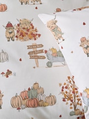 2 Pack Natural/Green Autumn Pumpkin Hamish Duvet Cover and Pillowcase Set - Image 10 of 12
