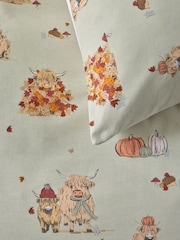 2 Pack Natural/Green Autumn Pumpkin Hamish Duvet Cover and Pillowcase Set - Image 12 of 12