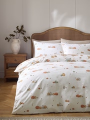 2 Pack Natural/Green Autumn Pumpkin Hamish Duvet Cover and Pillowcase Set - Image 3 of 12