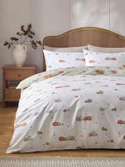 2 Pack Natural/Green Autumn Pumpkin Hamish Duvet Cover and Pillowcase Set - Image 5 of 12