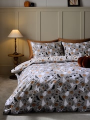 Grey/Natural Ghost Halloween Reversible Duvet Cover and Pillowcase Set - Image 2 of 6