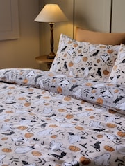 Grey/Natural Ghost Halloween Reversible Duvet Cover and Pillowcase Set - Image 3 of 6
