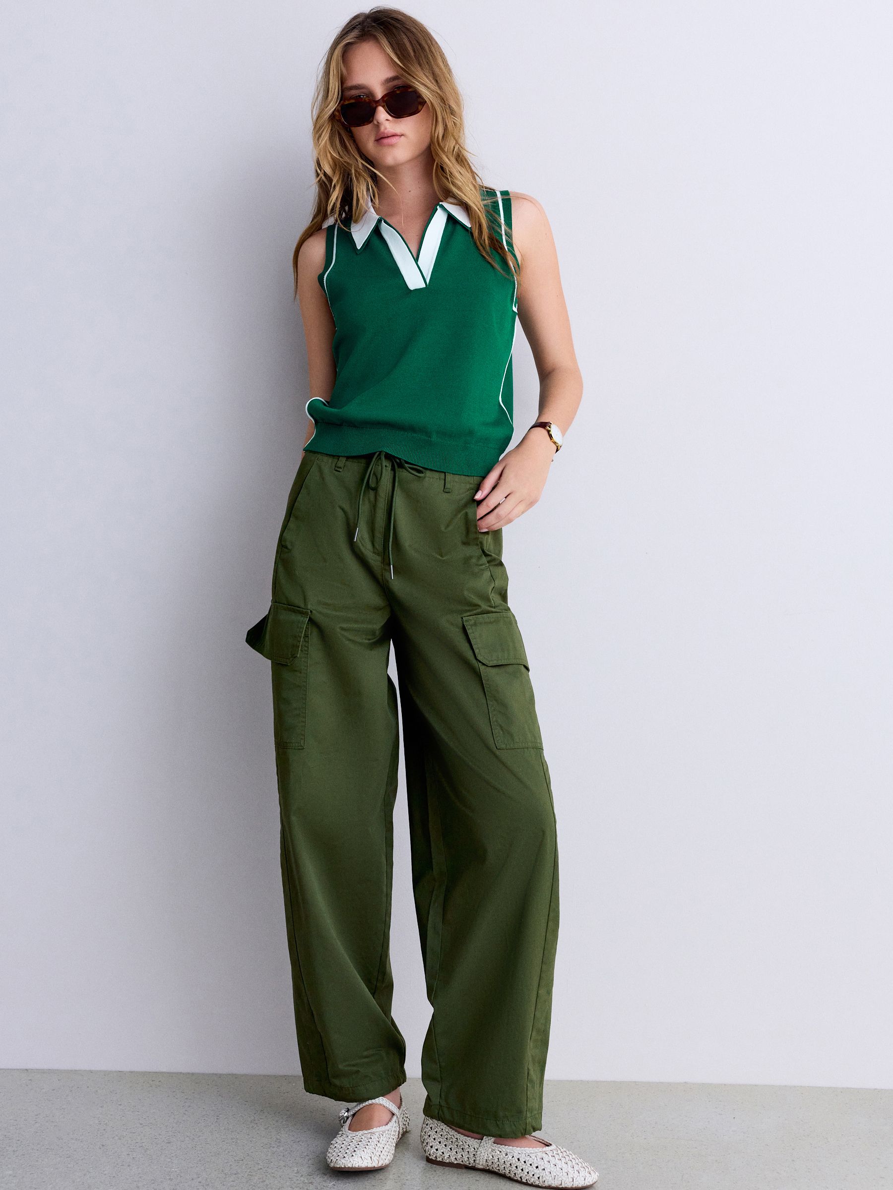 Buy Green Smart Knit Sleeveless Polo Top from Next USA