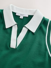 Green Smart Knit Sleeveless Polo Top - Image 2 of 3
