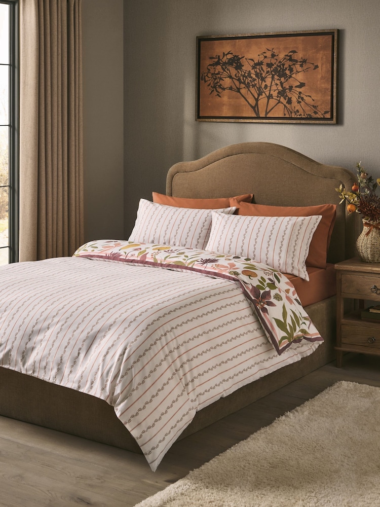 Natural Autumn Floral Reversible Duvet Cover and Pillowcase Set - Image 2 of 6