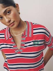 أحمر مقلم - توب بولو محبوك بملمس ناعم وغني بالقطن - صورة 3 من 7