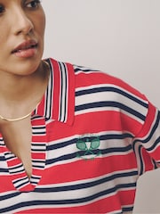 أحمر مقلم - توب بولو محبوك بملمس ناعم وغني بالقطن - صورة 4 من 7