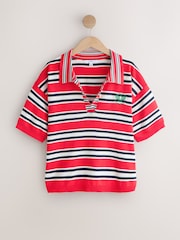 أحمر مقلم - توب بولو محبوك بملمس ناعم وغني بالقطن - صورة 5 من 7