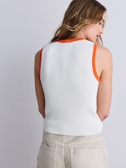 Ecru Graphic Printed Ribbed Vest Top - Image 4 of 8