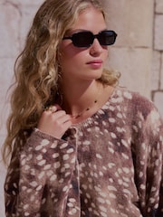 Animal Print Long Sleeve Crew Neck Cardigan - Image 4 of 7