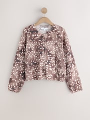 Animal Print Long Sleeve Crew Neck Cardigan - Image 5 of 7