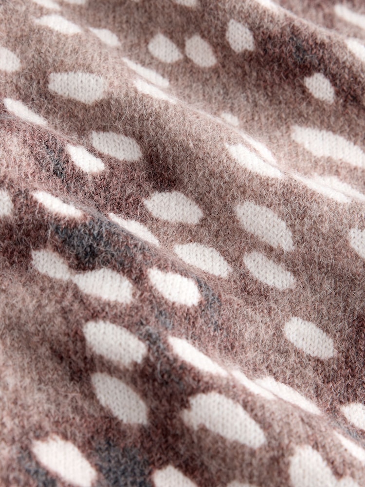 Animal Print Long Sleeve Crew Neck Cardigan - Image 7 of 7 Animal Print Long Sleeve Crew Neck Cardigan - Image 7 of 7