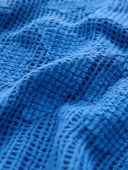 White/Cobalt Blue Floral Crochet Short Sleeve Crew Neck T-Shirts 2 Pack - Image 9 of 10