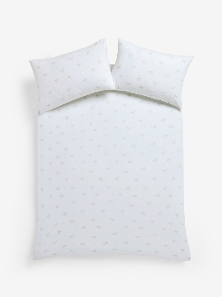 Natural Bow Fitted Sheet and Pillowcase Set - Image 2 of 4