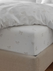 Natural Bow Fitted Sheet and Pillowcase Set - Image 3 of 4