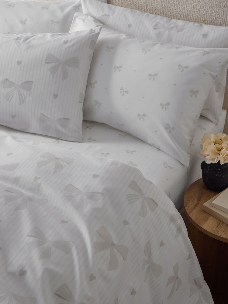 Natural Bow Fitted Sheet and Pillowcase Set - Image 4 of 4