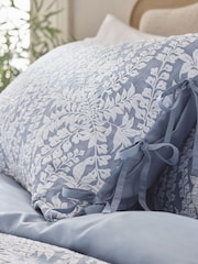 Blue Floral Jacquard Textured Duvet Cover and Pillowcase Set - Image 2 of 5