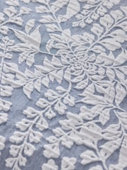 Blue Floral Jacquard Textured Duvet Cover and Pillowcase Set - Image 4 of 5