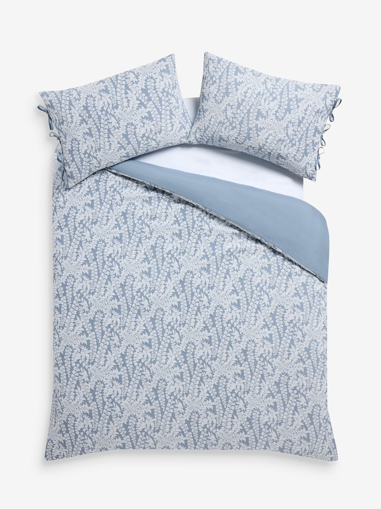 Blue Floral Jacquard Textured Duvet Cover and Pillowcase Set - Image 5 of 5