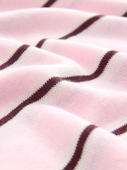 Lichtroze met streep - Short Sleeve Crew Neck Top With Linen - Afbeelding 6 van 7