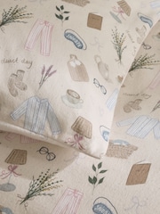 Natural Bedtime Icons Brushed Cotton Duvet Cover and Pillowcase Set - Image 6 of 6